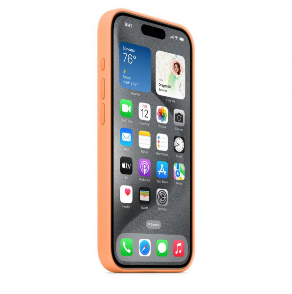 MT1H3ZM/A Apple Silikon Magsafe Skal för iPhone 15 Pro Orange Sorbet