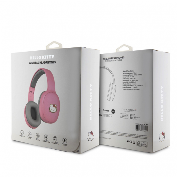 Hello Kitty Bicolor Kitty Metallhuvud Logotyp Bluetooth stereohörlurar Rosa