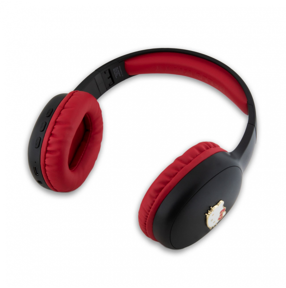 Hello Kitty Bicolor Kitty Metallhuvud Logotyp Bluetooth stereohörlurar Svart