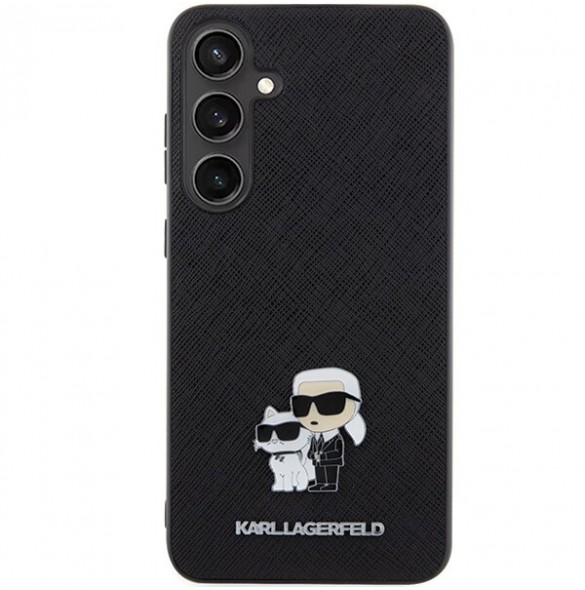 Karl Lagerfeld PU Saffiano Metal Karl och Choupette Bakskal till Samsung Galaxy S24+ Svart