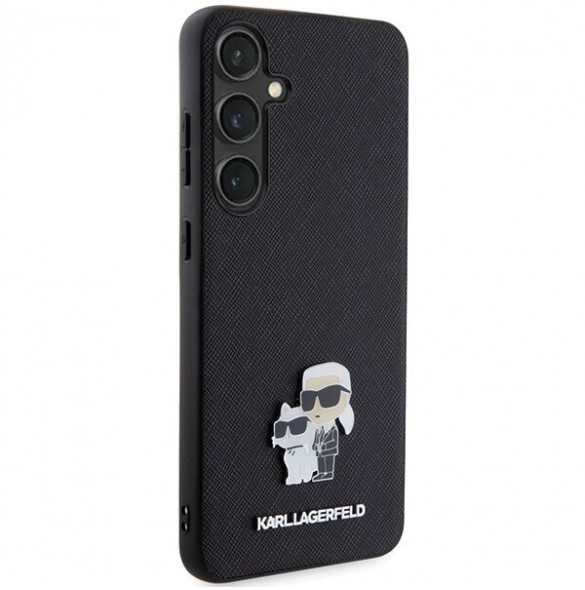 Karl Lagerfeld PU Saffiano Metal Karl och Choupette Bakskal till Samsung Galaxy S24+ Svart