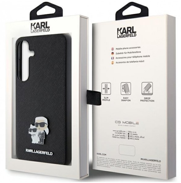Karl Lagerfeld PU Saffiano Metal Karl och Choupette Bakskal till Samsung Galaxy S24+ Svart