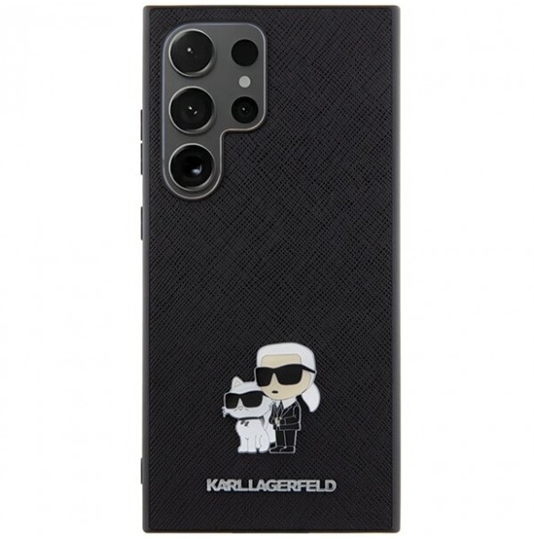 Karl Lagerfeld PU Saffiano Metall Karl och Choupette Bakskal till Samsung Galaxy S24 Ultra Black