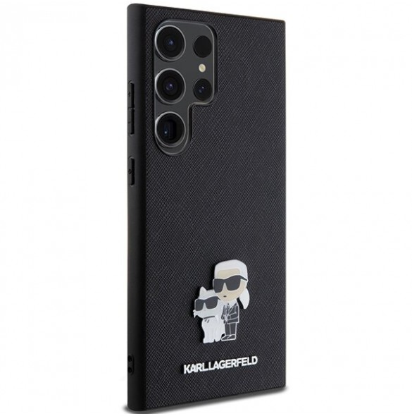 Karl Lagerfeld PU Saffiano Metall Karl och Choupette Bakskal till Samsung Galaxy S24 Ultra Black