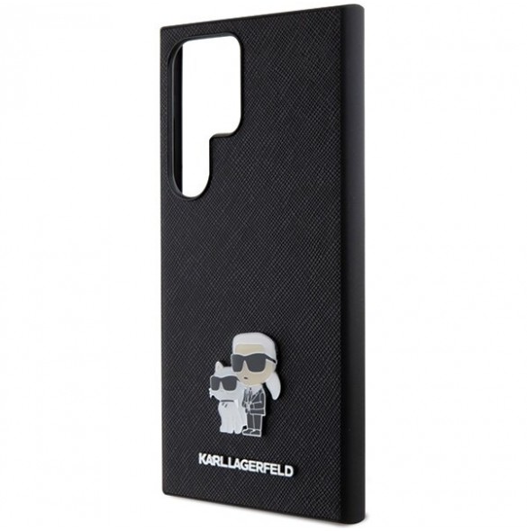Karl Lagerfeld PU Saffiano Metall Karl och Choupette Bakskal till Samsung Galaxy S24 Ultra Black