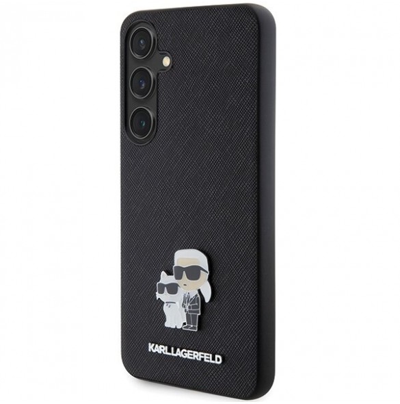 Karl Lagerfeld PU Saffiano Metall Karl och Choupette Bakskal till Samsung Galaxy S24 Svart
