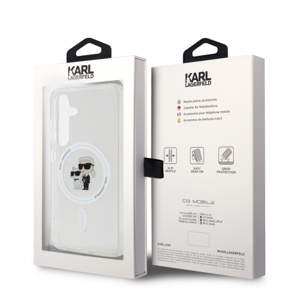Karl Lagerfeld IML Glitter Karl och Choupette MagSafe Bakskal till Samsung Galaxy S24 Transparent
