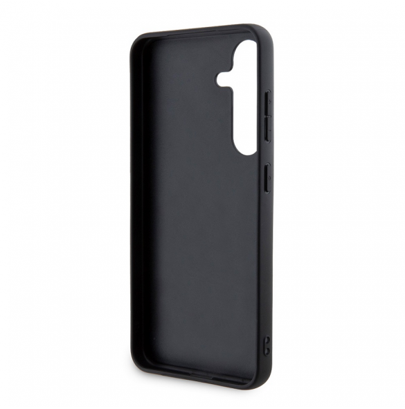 Guess PU Grip Stand 4G Strass Triangle Metal Logo Bakre skal till Samsung Galaxy S24+ Brun