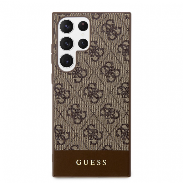 Guess PU 4G Stripe Bakskal till Samsung Galaxy S24 Ultra Brown