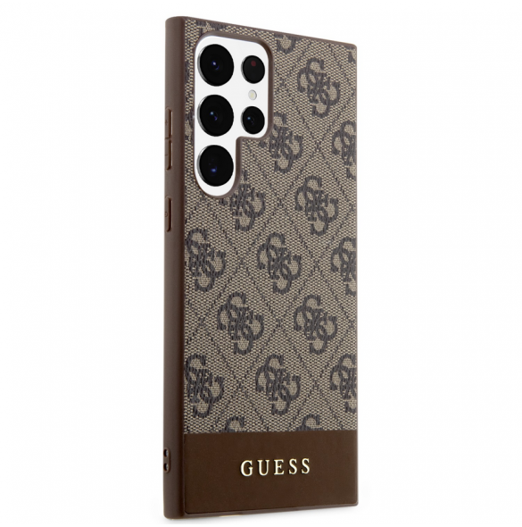 Guess PU 4G Stripe Bakskal till Samsung Galaxy S24 Ultra Brown