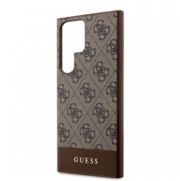 Guess PU 4G Stripe Bakskal till Samsung Galaxy S24 Ultra Brown