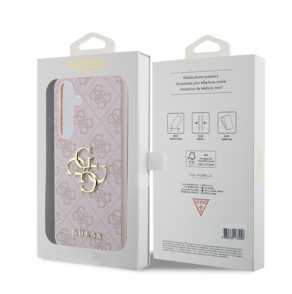 Guess PU 4G metalllogotyp bakskal till Samsung Galaxy S24+ Rosa