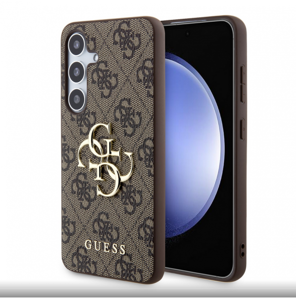 Guess PU 4G metalllogotyp bakskal till Samsung Galaxy S24+ Brun