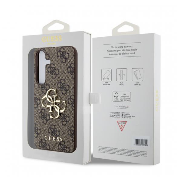 Guess PU 4G metalllogotyp bakskal till Samsung Galaxy S24+ Brun