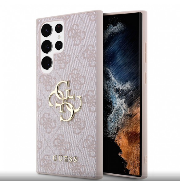 Guess PU 4G metalllogotyp bakskal till Samsung Galaxy S24 Ultra Pink