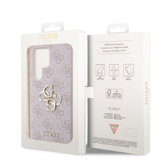 Guess PU 4G metalllogotyp bakskal till Samsung Galaxy S24 Ultra Pink