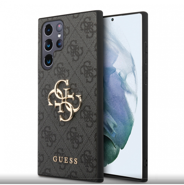 Guess PU 4G metalllogotyp bakskal till Samsung Galaxy S24 Ultra Grey
