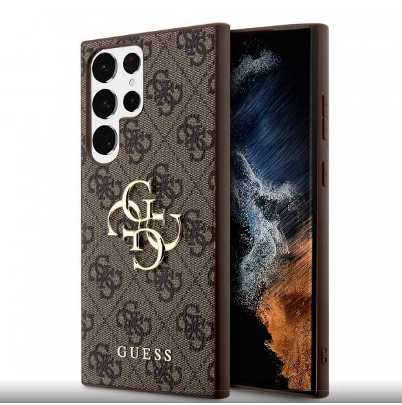 Guess PU 4G metalllogotyp bakskal till Samsung Galaxy S24 Ultra Brown