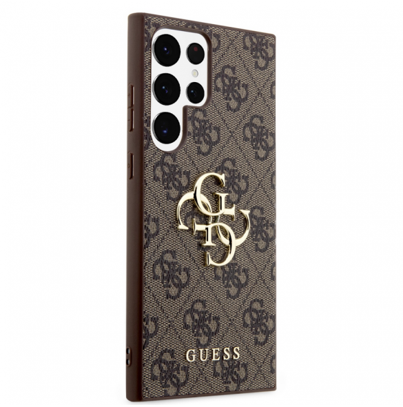 Guess PU 4G metalllogotyp bakskal till Samsung Galaxy S24 Ultra Brown
