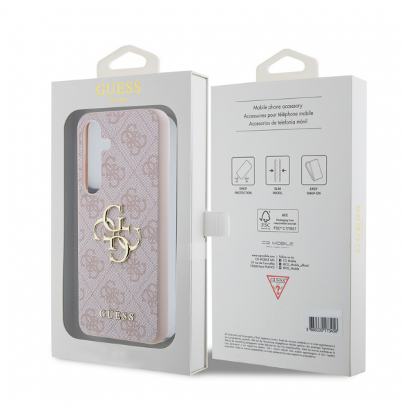 Guess PU 4G metalllogotyp bakskal till Samsung Galaxy S24 Rosa