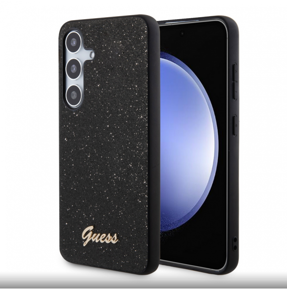 Guess PC/TPU Glitter Flakes Metalllogotyp Bakskal till Samsung Galaxy S24+ Svart