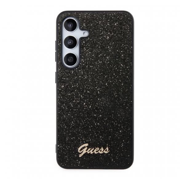 Guess PC/TPU Glitter Flakes Metalllogotyp Bakskal till Samsung Galaxy S24+ Svart