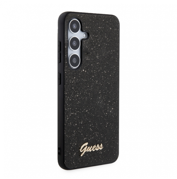 Guess PC/TPU Glitter Flakes Metalllogotyp Bakskal till Samsung Galaxy S24+ Svart