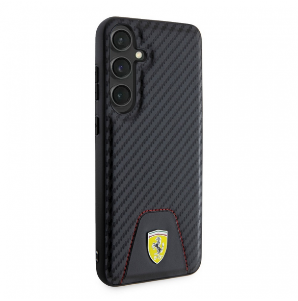 Ferrari PU Läder Bottom Carbon Bakskal till Samsung Galaxy S24+ Svart