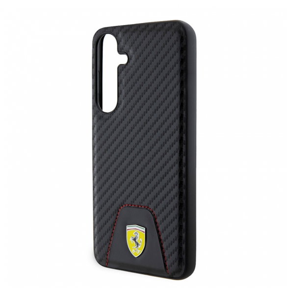 Ferrari PU Läder Bottom Carbon Bakskal till Samsung Galaxy S24+ Svart
