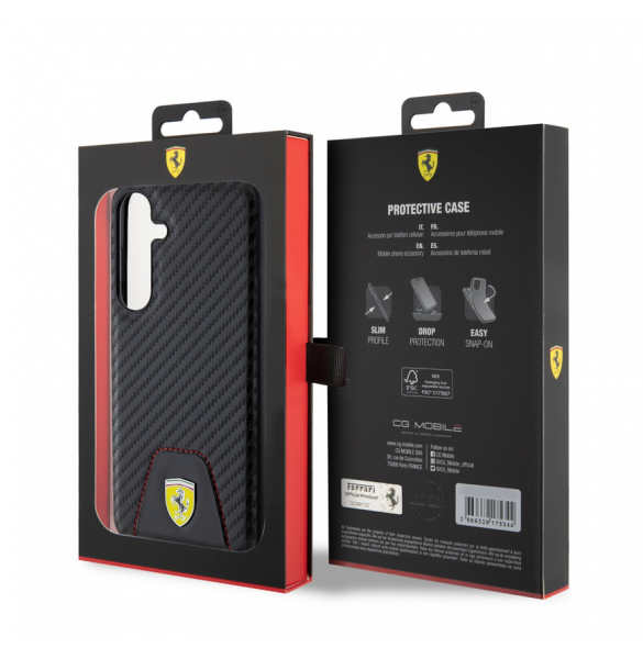 Ferrari PU Läder Bottom Carbon Bakskal till Samsung Galaxy S24+ Svart