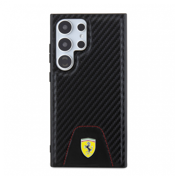 Ferrari PU Läder Bottom Carbon Bakskal till Samsung Galaxy S24 Ultra Black