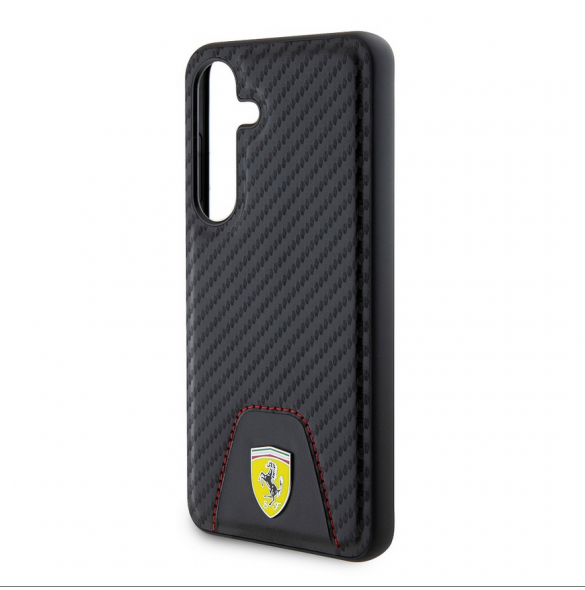 Ferrari PU Läder Bottom Carbon Bakskal till Samsung Galaxy S24 Svart