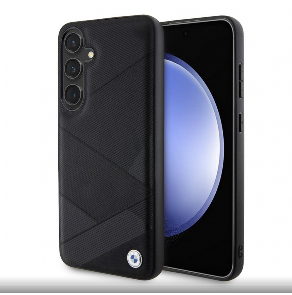 BMW Signature Leather Metal Logo Bakskal till Samsung Galaxy S24+ Svart