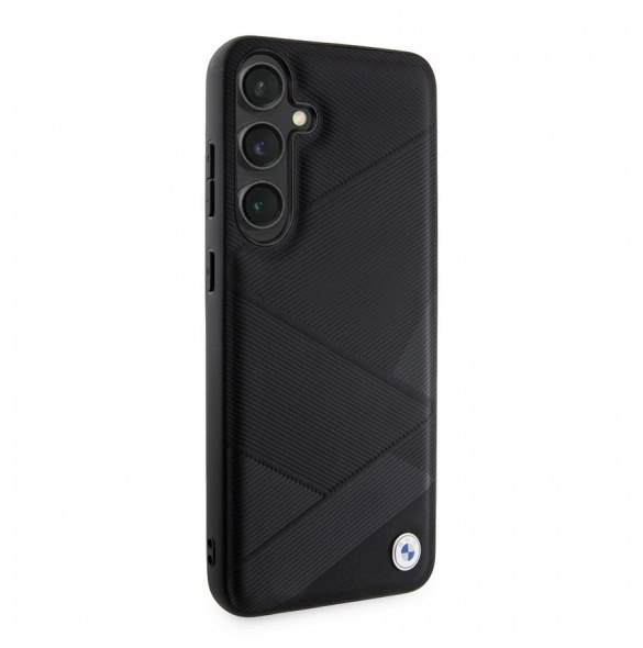 BMW Signature Leather Metal Logo Bakskal till Samsung Galaxy S24+ Svart