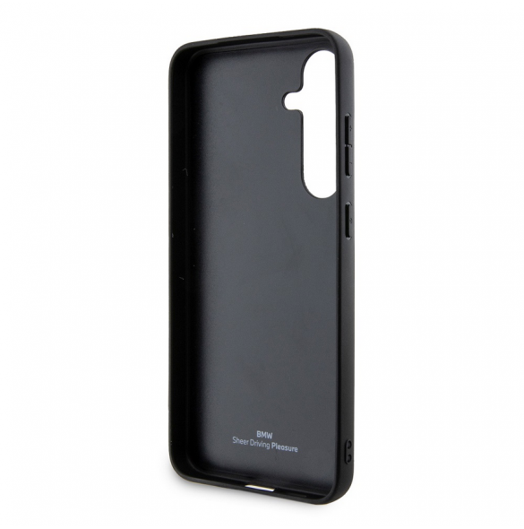 BMW Signature Leather Metal Logo Bakskal till Samsung Galaxy S24+ Svart