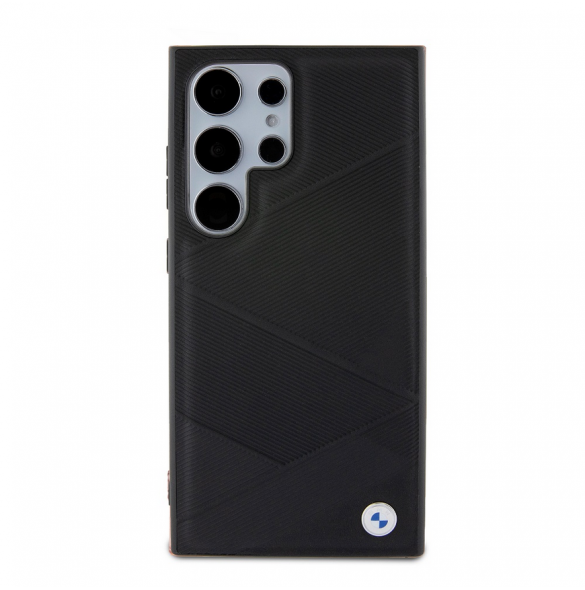 BMW Signature Leather Metal Logo Bakskal till Samsung Galaxy S24 Ultra Black