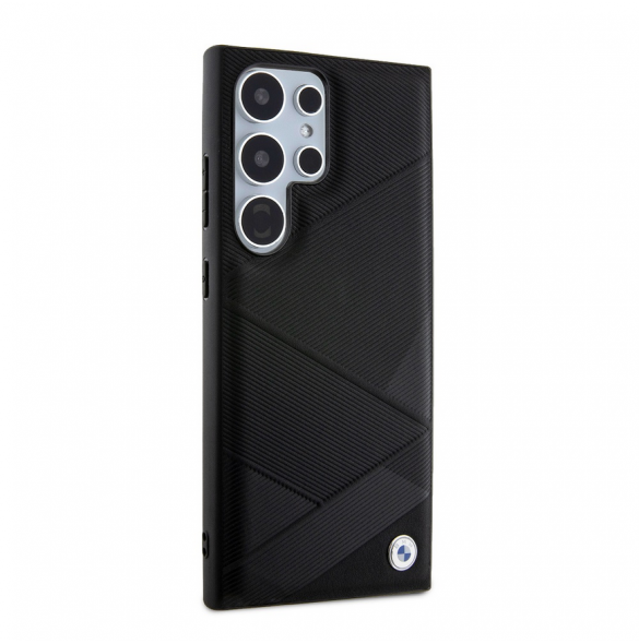 BMW Signature Leather Metal Logo Bakskal till Samsung Galaxy S24 Ultra Black