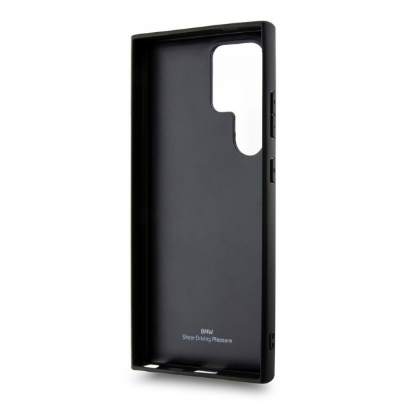 BMW Signature Leather Metal Logo Bakskal till Samsung Galaxy S24 Ultra Black