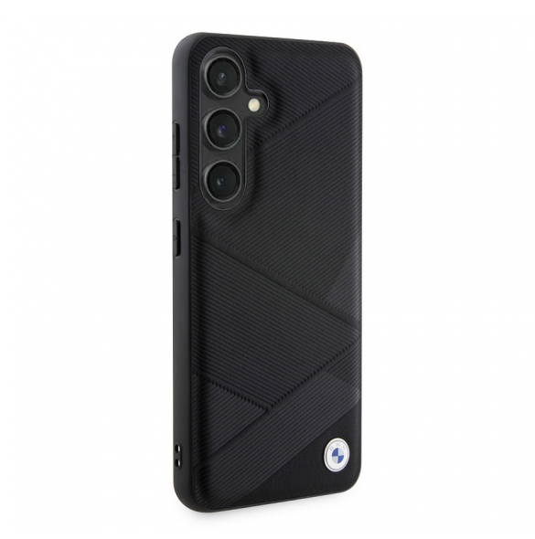 BMW Signature Leather Metal Logo Bakskal till Samsung Galaxy S24 Svart