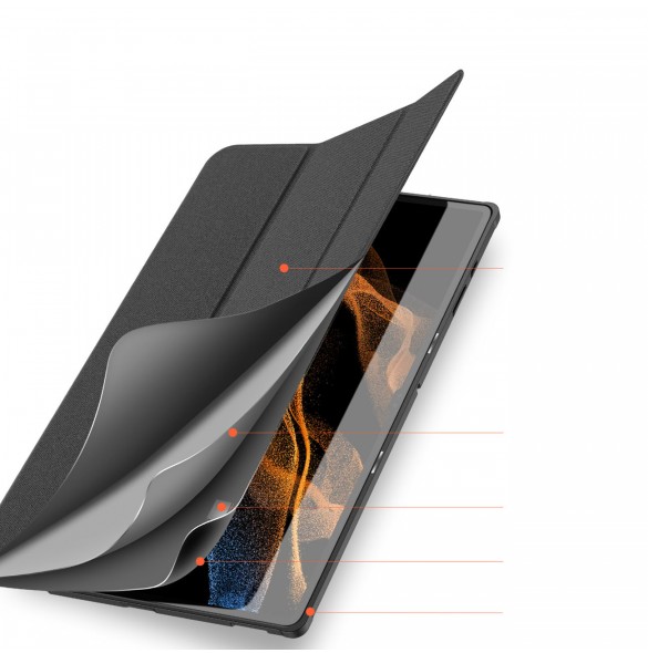 Dux Ducis Domo vikbart skal till surfplatta med Smart Sleep-funktion Samsung Galaxy Tab S8/S9 Ultra-stativ svart