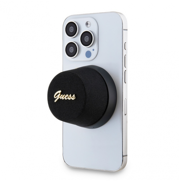 Guess 2in1 magnetisk Bluetooth-högtalare / Stativ Metal Script Svart