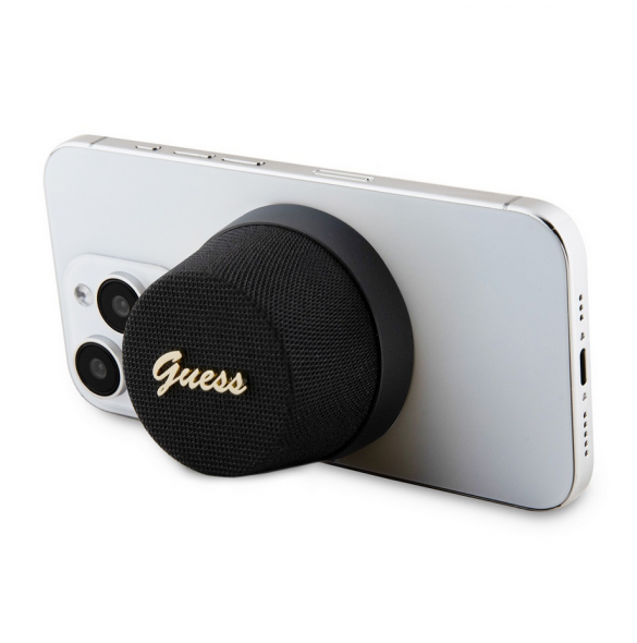 Guess 2in1 magnetisk Bluetooth-högtalare / Stativ Metal Script Svart