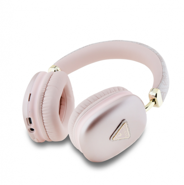 Guess PU Leather 4G Triangle Logo Bluetooth Stereo Headphone Rosa