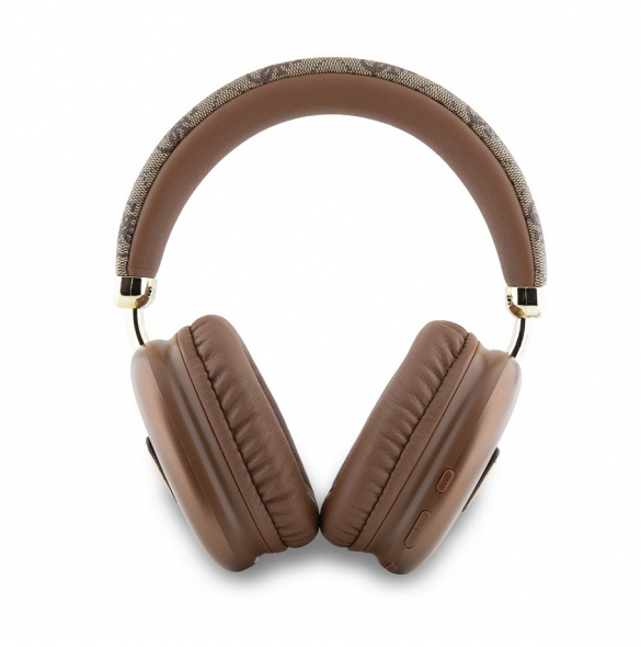 Guess PU Leather 4G Triangle Logo Bluetooth Stereo Headphone Brun