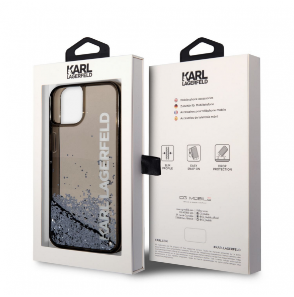 Karl Lagerfeld Translucent Liquid Glitter Fodral till iPhone 14 Plus Svart