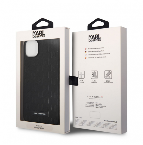 Karl Lagerfeld Saffiano Monogram Fodral för iPhone 14 Plus Svart