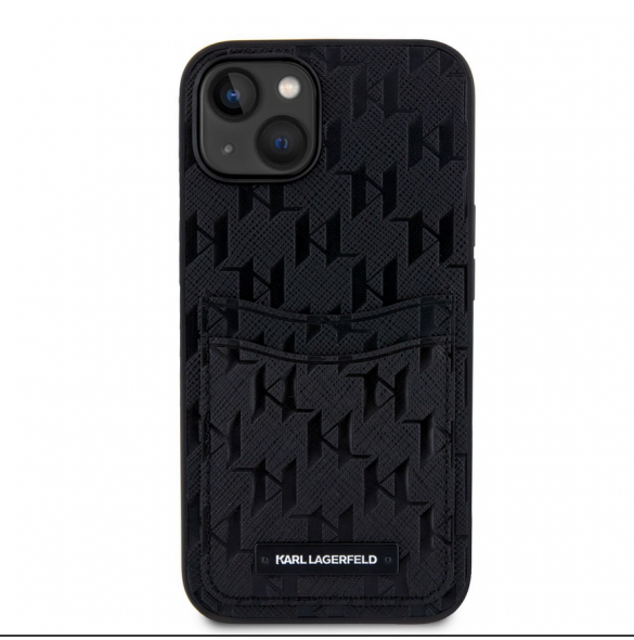 Karl Lagerfeld Saffiano Monogram Card Slot Case för iPhone 14 Svart