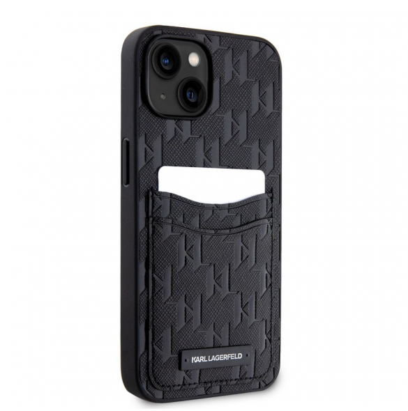 Karl Lagerfeld Saffiano Monogram Card Slot Case för iPhone 14 Svart