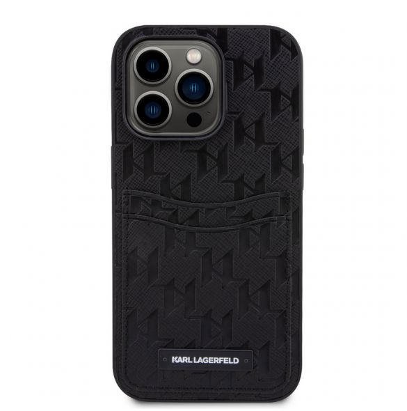 Karl Lagerfeld Saffiano Monogram Card Slot Case för iPhone 13 Pro Black