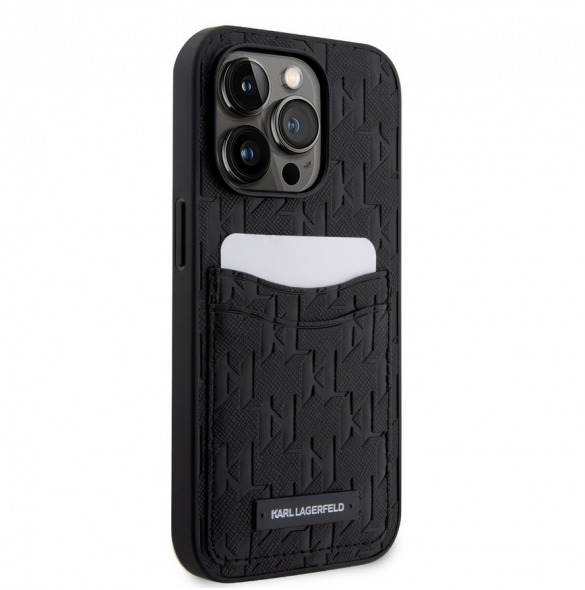 Karl Lagerfeld Saffiano Monogram Card Slot Case för iPhone 13 Pro Black